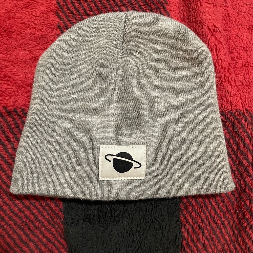 Gray Beanie with Planet Patch